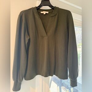 LOFT Olive Green V-Neck Sweater Top